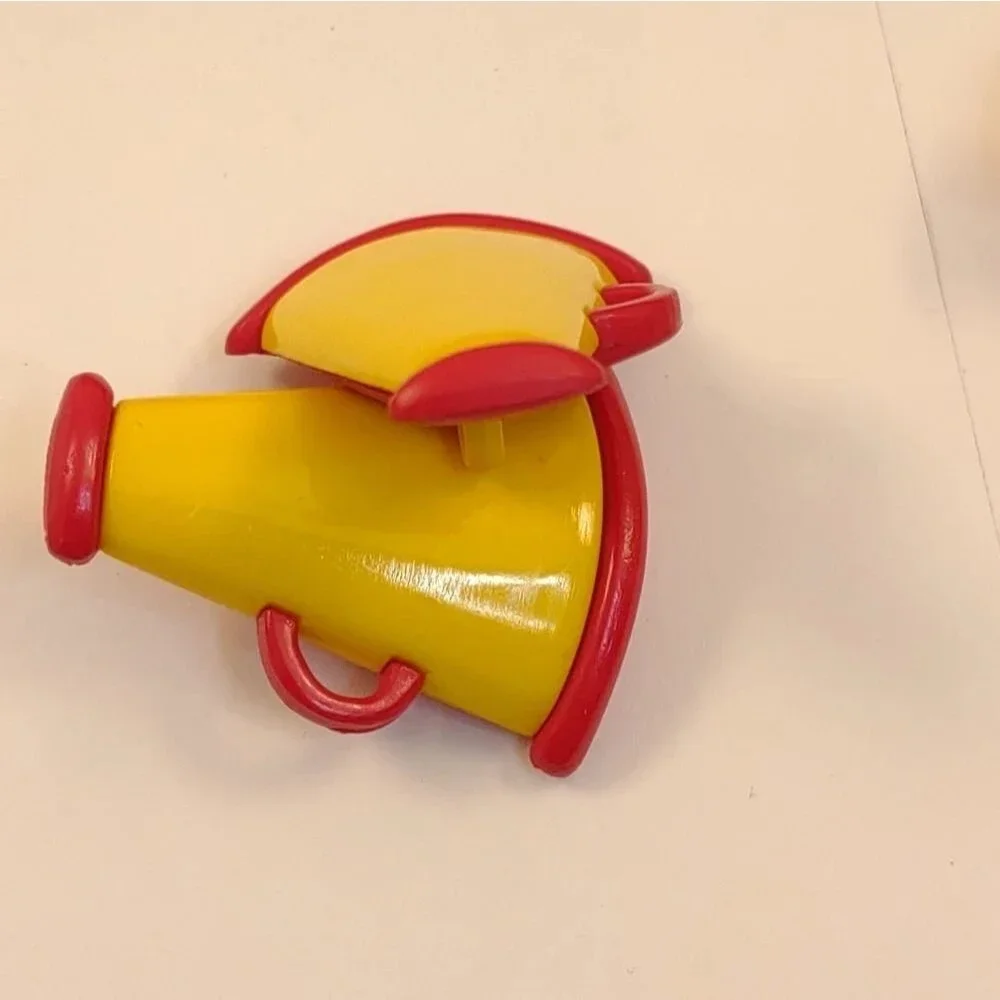 Megaphone Buttons lot of 104 Cupcake Decoration Crafts Yellow and Red